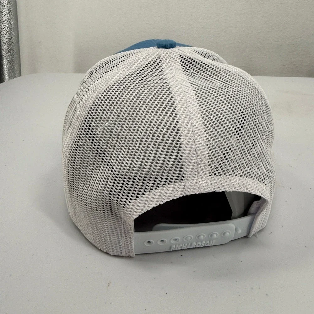 Richardson Southern Duck Trucker Hat Mens OSFA‎ Blue White Leather Patch Cap
